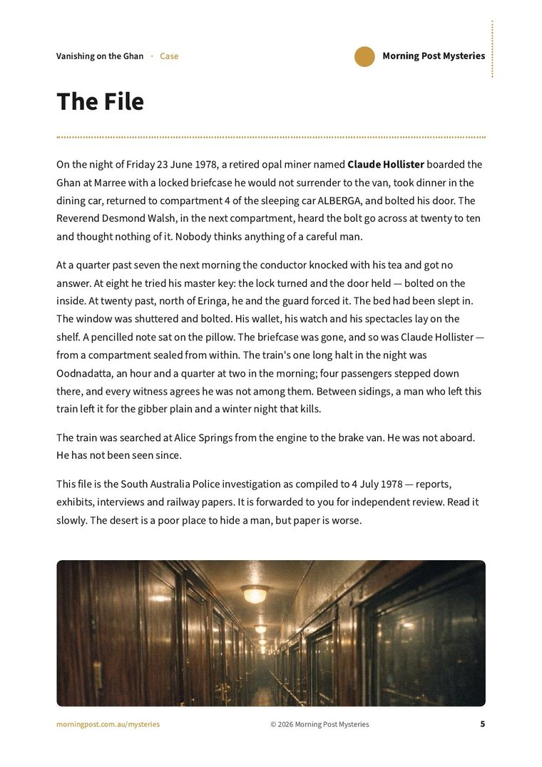 The File — the covering page that sets out the vanishing