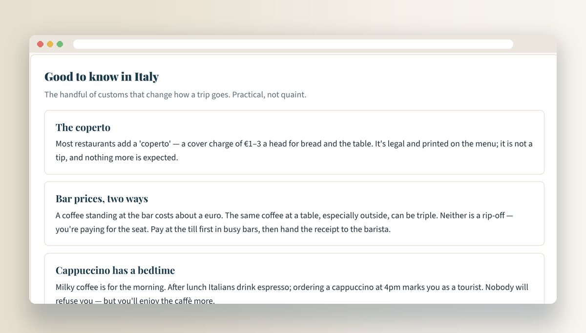 Good to know in Italy: the coperto, bar prices two ways, cappuccino has a bedtime
