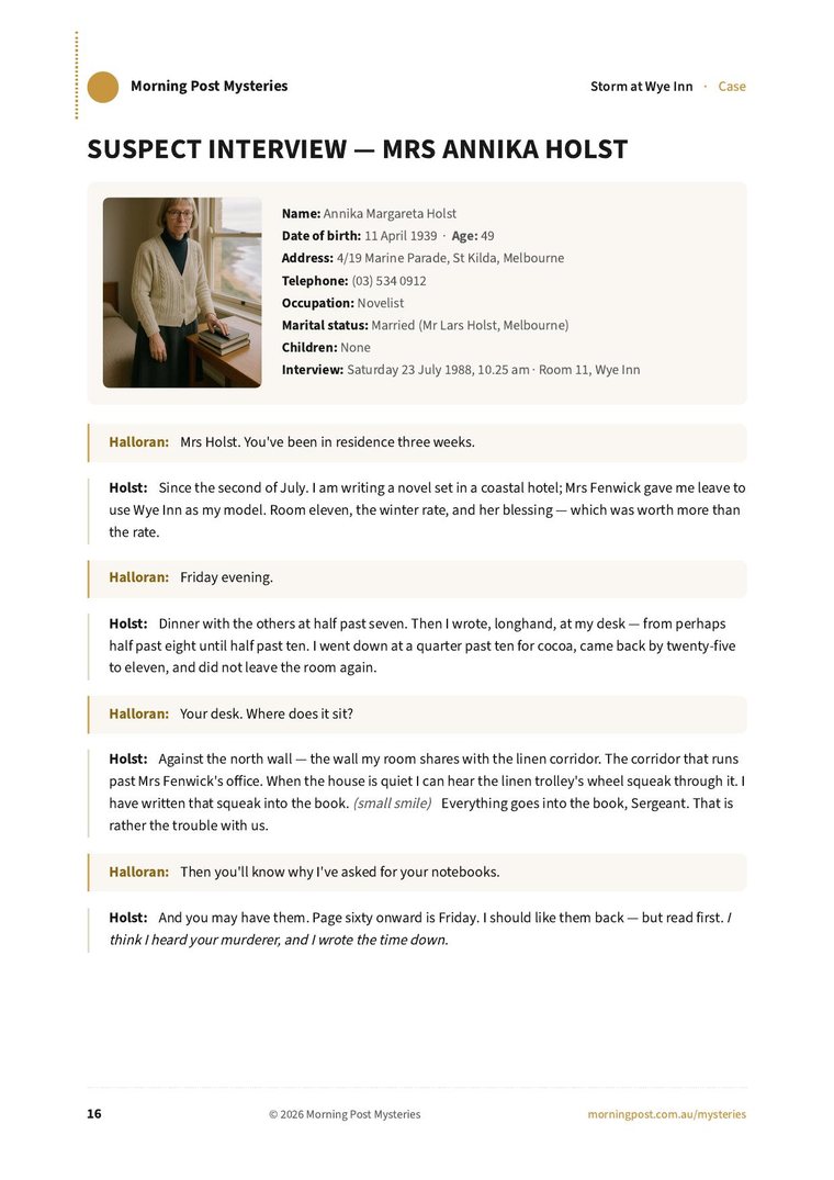 A suspect interview transcript with an identity card and photograph